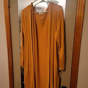 Zenana Outfitter Burnt Yellow/Orange Maxi Cardigan 3X